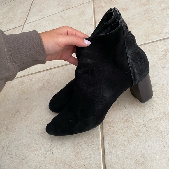 COPY - Black suede heel booties fall ankle boots - Picture 2 of 7